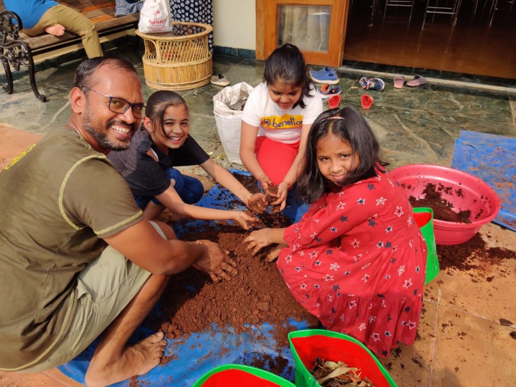 Getting their hands dirty